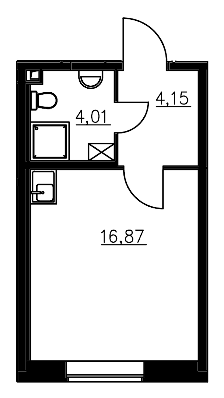 Квартира студия 25.03 м², 2/23 эт., ЖК «Город Первых»